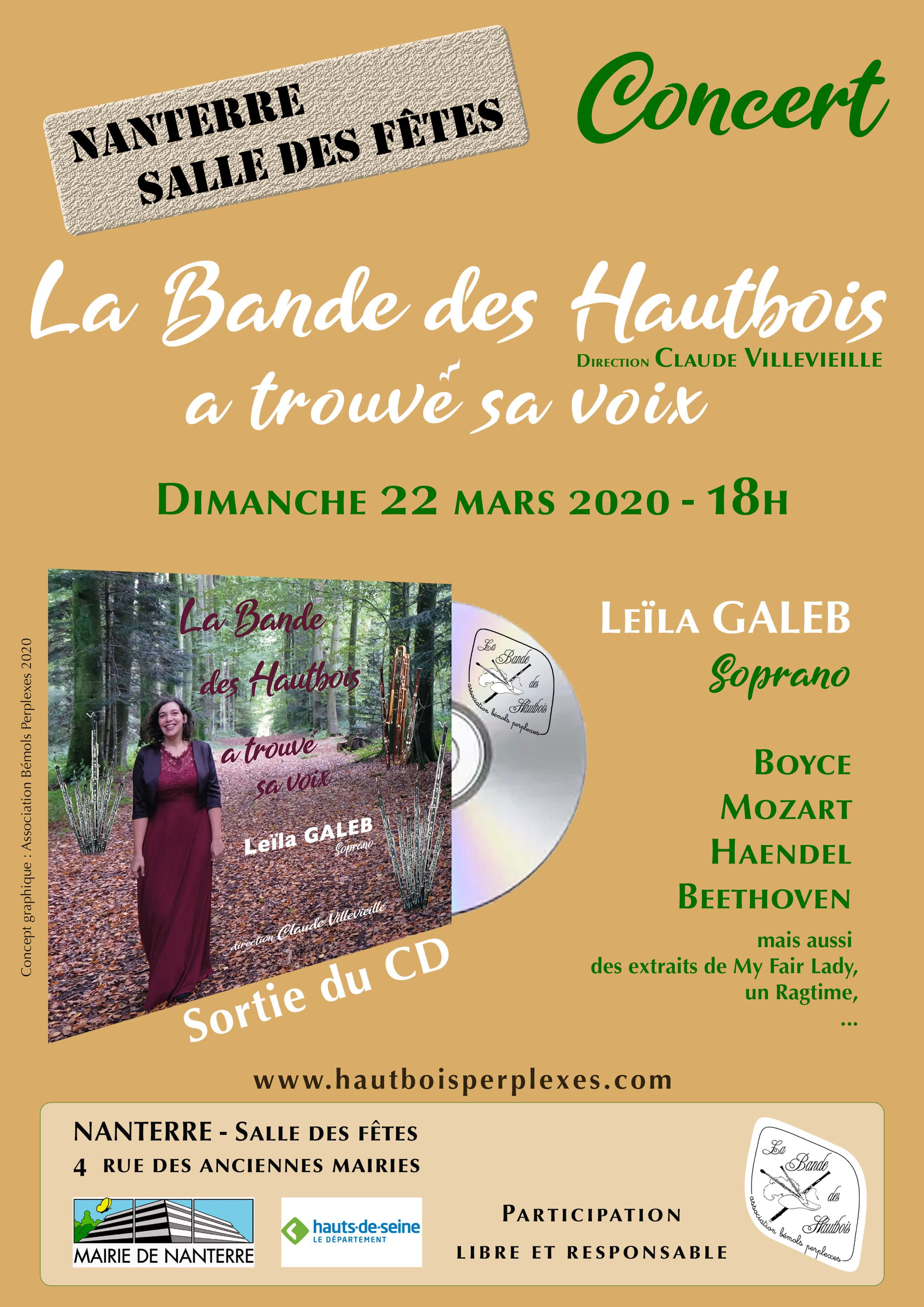 Concert de La Bande des Hautbois le 22 mars à 18h à Nanterre