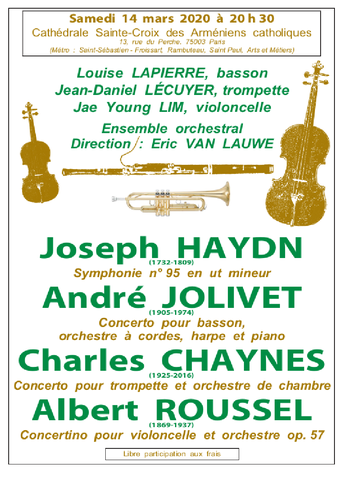 Concerto de Jolivet par Louise Lapierre le 14 mars à Paris