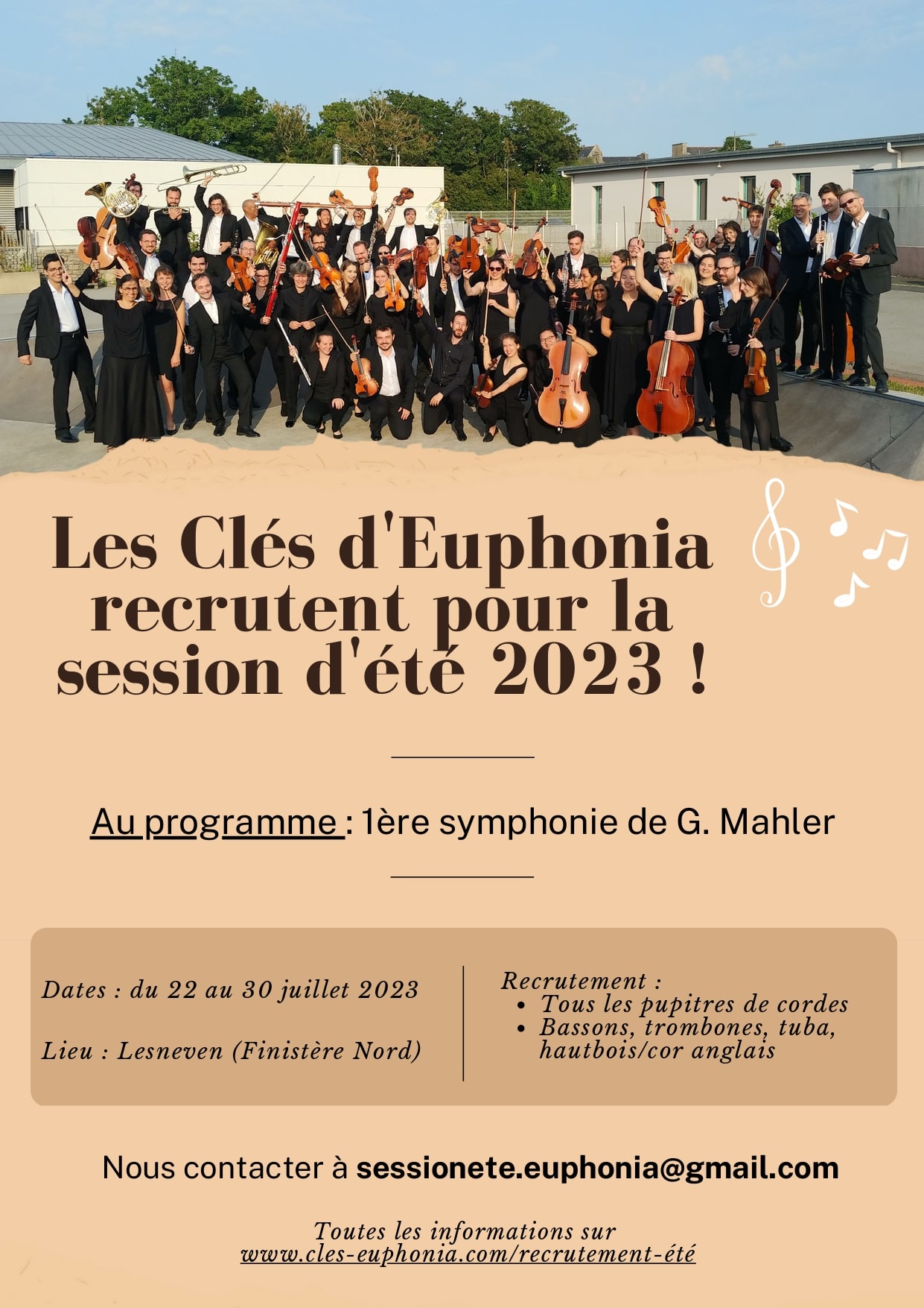 L'orchestre symphonique Les Clés d'Euphonia recrute pour sa session d'été 2023