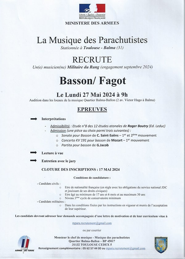 Concours d'orchestre, Musique des parachutistes de Toulouse