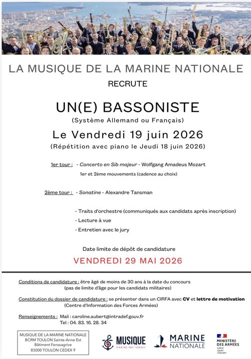 La Musique de la Marine Nationale recrute