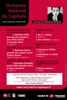 L'Orchestre National du Capitole de Toulouse recrute